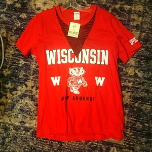 Victoria's Secret PINK Wisconsin Badger vented Shirt NEW